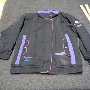 Vintage IZZI Jacket Mens Medium Black Full Zip Puffer‎ Ski 80's 90's